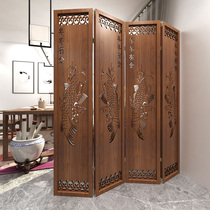 New Chinese folding mobile screen office porch simple wooden partition living room home shielding screen