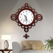 Solid wood hanging clock Living room Modern Chinese Creative Clock China Wind Style Silent Swing Personality Quartz Clock Watch