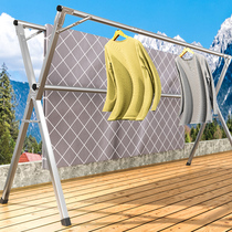  Folding clothes rack Balcony Bedroom floor-to-ceiling indoor household telescopic rod type stainless steel outdoor drying quilt artifact