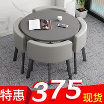 Can be stored and space-saving folding dining table Household small apartment dining table Store surface negotiation table and chair combination reception round table