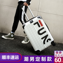 Doodle suitcase Mens college student fashion fashion personality trolley case Universal wheel large capacity password leather case