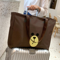 Travel bag cute light and large capacity female hand travel bag canvas short luggage bag portable student