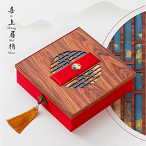 Universal Puer tea white tea Qizi cake gift box Tea packaging empty box Tea cake box round cake wooden packaging box