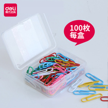 Deli paper clip 0024 color creative cute paper clip financial document classification storage 100 boxes