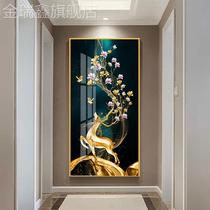 Entrance decorative painting Entrance entrance aisle modern minimalist vertical mural Nordic light luxury crystal porcelain diamond hanging painting