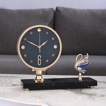 Light luxury high-end marble clock clock table watch ornaments home living room modern desktop fashion clock