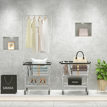 Net red clothes rack bedroom hanger floor clothing store photo display stand ins industrial wind mobile hanger