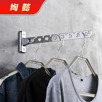 Punch-free stainless steel folding hanger Hotel Hotel dormitory bathroom drying rack hanging wall balcony clothes adhesive hook