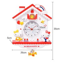 Teenage Girl Hearts Cloth Valley Birds Children Bedroom Pendulum Clock Hanging Watch Cartoon Alarm Clock House Bell Quartz Clock Hung Bell Wall Clock