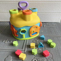 Exercise baby hand-eye coordination color shape cognitive matching wooden house unlocking practice six-sided puzzle Big House