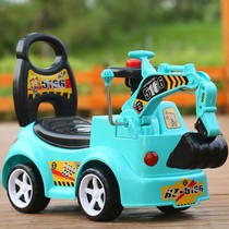 Large childrens excavator toy car with light and music can be riding taxi excavator Twist truck engineering vehicle