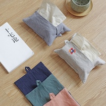 Japanese style simple tissue cover home living room homestay cotton linen fabric drawing box car creative storage bag ins ins