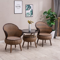 Balcony creative rattan small table and chair three-piece outdoor courtyard Net red casual personality home rattan chair combination coffee table