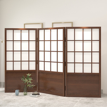 Japanese lattice screen partition Living room folding mobile tea room Office New Chinese solid wood grille occlusion folding screen