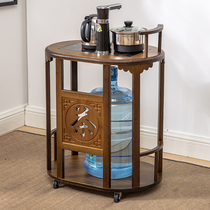 Mobile tea table kettle integrated small tea cabinet tea rack solid wood living room household tea making car tea table tea cabinet