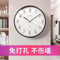 Punch-free clock wall clock living room Nordic hanging clock simple modern home wall watch Wall quartz clock