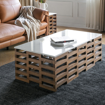 CORNER furniture marble coffee table table living room household light luxury modern solid wood Nordic rectangular side a few corners