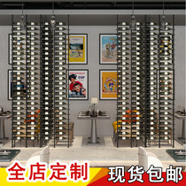 Industrial wind wine rack partition screen grid wine rack wine display rack Iron custom wine bottle rack red wine rack