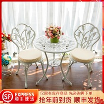 Balcony small table and chair three-piece set cast aluminum European outdoor one table and two chairs leisure iron courtyard garden simple tea table
