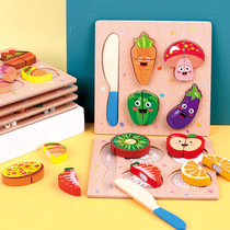 Factory direct selling wooden magic stickers vegetables and fruits cut cut cut cut cut music kitchen toys children play home early education