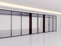 Wuhan tempered glass high partition public room partition wall single glass frosted aluminum alloy wall double-layer hollow belt shutter office