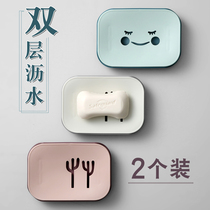 Household soap box free punch creative Nordic ins plastic double-layer drain soap rack toilet soap rack