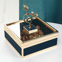 Minimalist modern light lavish candy box dry fruit tray Home living room tea table Sub-lattice with cover nut snacks containing box