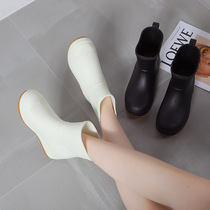 Rain shoes Men and women Waterproof Non-slip Warm Students Rain Boots Midtubes External Wear Rubber Boots Ladies Water Shoes Trend Work Shoes