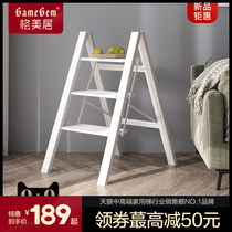 Gemeiju ladder Household folding telescopic indoor multi-function herringbone ladder Aluminum alloy thickened three-step ladder stool horse stool