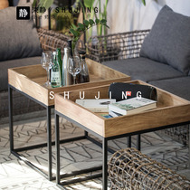 A few corners of the small coffee table designer creative simple living room bedroom square sofa side table solid wood furniture