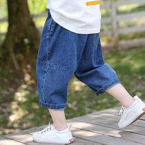 Boy denim pants summer childrens wear thin shorts Korean version of Capri pants children Boy loose childrens breeches