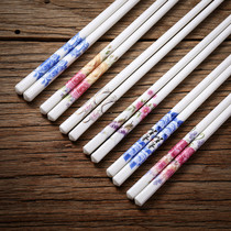 Jingdezhen ceramic chopsticks healthy anti-slip anti-slip mildew-proof Chinese style 10 pairs of household bone china high temperature tableware male chopsticks