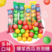 Watermelon bubble gum pop pulp sandwich mixed fruit flavor chewing gum nostalgic children snacks casual candy