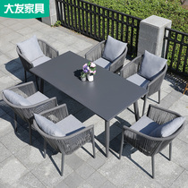 Outdoor Villa Yard Casual Table And Chairs Balcony Courtyard Garden Simple modern Nordic vines Plastic Wood Table and chairs Composition