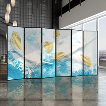 Light luxury metal screen folding mobile living room entrance Bedroom occlusion partition Simple custom hotel club folding screen