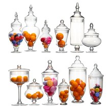 European-style glass candy jar transparent storage jar model room soft glass bottle wedding dessert table ornament sugar jar