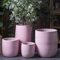 Nordic ceramic flowerpot creative balcony indoor living room courtyard extra large floor-to-ceiling high tube tree flower cylinder clearance