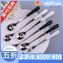 不锈钢小勺子咖啡短把长柄搅拌勺小号加长甜品陶瓷家用创意可爱