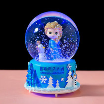 Childrens crystal ball music box Glass ball snow Princess Aisha girl girl automatic rotating dream night light ornaments