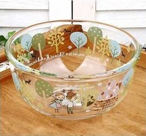Clearance 2 household heat-resistant cartoon glass bowl fruit salad rice bowl treasure bowl oatmeal breakfast