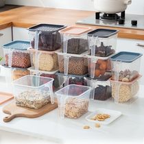 Transparent sealed jar Plastic with lid Fresh box with handle Kitchen whole grains dried fruit food storage box with lid