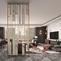 Stainless steel screen yellow titanium gold light luxury simple modern household living room decoration partition Metal hollow net red entrance