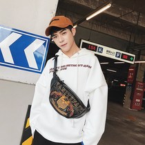 Original design Korean version of the trend chest leather running bag chest shoulder bag fashion men and womens back backpack small Cross bag