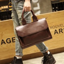 Original new fashion bag fashion casual mens bag Mens retro shoulder bag Business briefcase British style handbag
