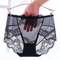 Summer plus size medium and high waist underwear sexy lace mesh underwear seamless transparent womens underwear 1-3