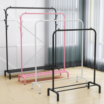 Clothes rack Simple single rod indoor storage cool clothes clothes rack Folding household floor-to-ceiling hanger Bedroom