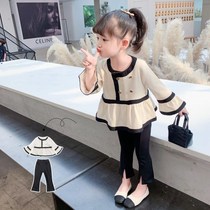Girls Autumn Package Han Gas Fashion Middle Childrens Clothes Network Red Childrens Spring and Autumn Two-piece Clothes
