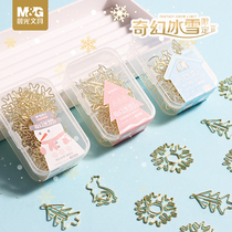 Morning light stationery Fantasy ice and Snow limited series Christmas snowflake paper clip Bookmark Creative metal paper clip Student small fresh stationery Shaped binding pin Christmas shape paper clip