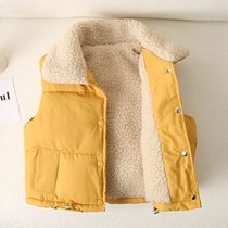 Thickened autumn and winter childrens down cotton vest for boys and girls vest children baby lamb cashmere warm waistcoat