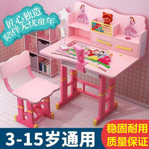 Childrens desk girl princess style big child writing table and chair set learning table can lift small Apartment 3 a 6 year old home